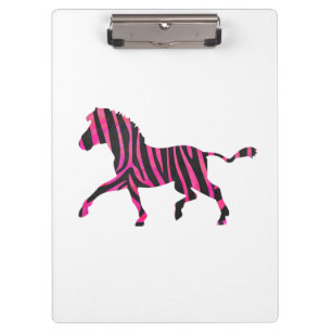 Pranchetas Zebra Silhouette Impressão preto e rosa quente