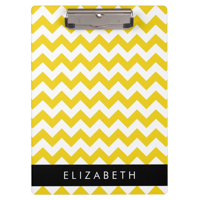 Pranchetas Zigzag Amarelo, Chevron Amarelo, Seu Nome (Frente)