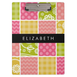 Pranchetas Zigzag, Chevron, Bolinhas, Gingham, Seu Nome