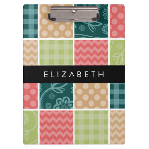 Pranchetas Zigzag, Chevron, Gingham, Bolinhas, Seu Nome