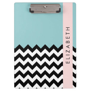 Pranchetas Zigzag preto-e-branco, Chevron, azul, seu nome