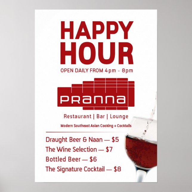 Pranna Happy Hour Poster Lighter Red Jul-23 (Frente)