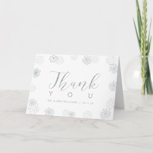 Prata | Bilhete de agradecimento de casamento mode (Frente)