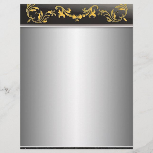 Prata com Dourado panfleto decorativo na borda neg (Frente)