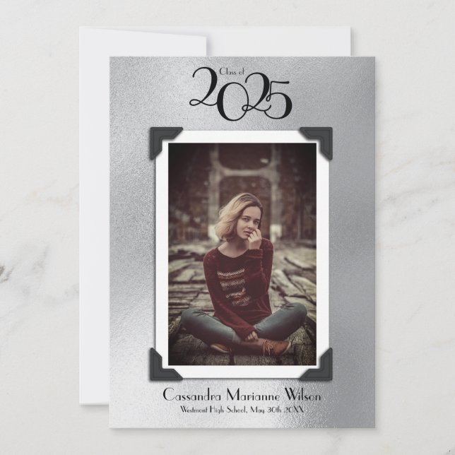 Prata de Anúncio de Graduação de Fotos Vintage (Frente)