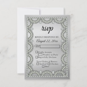 Prata   Diamond Wedding   RSVP de Aniversário