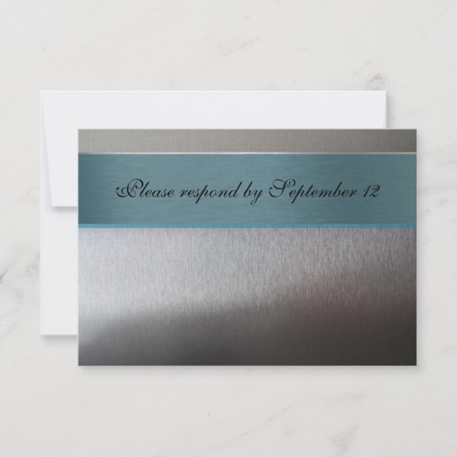 Prata e Azul Aqua Rsvp com envelope (Frente)