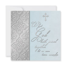 Prata e convite Wedding enrolado azul