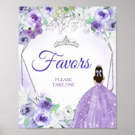Prata e Vestidos Roxos Quinceañera favorece Poster