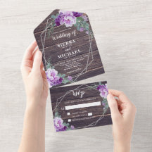 Prata Floral Rustic Barnwood e Casamento Roxo