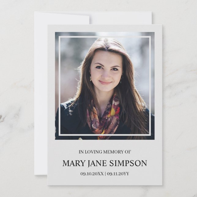 Prata simples Na memória amorosa Foto funerária (Frente)