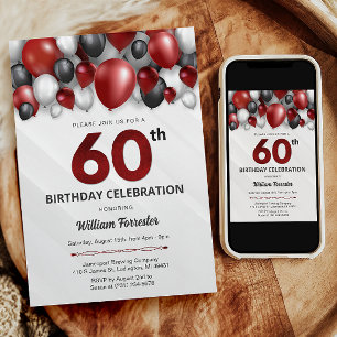 Prata Vermelha Negra e 60º Convite de Aniversário