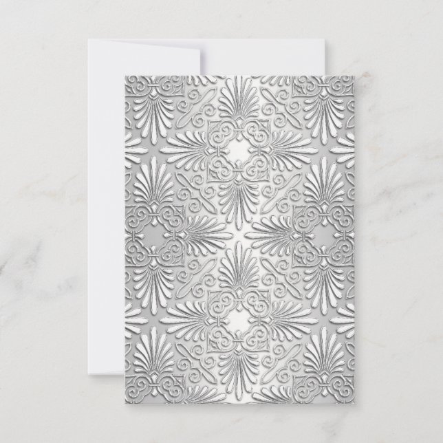 Prata White Art Deco Damask RSVP 2 (Frente)
