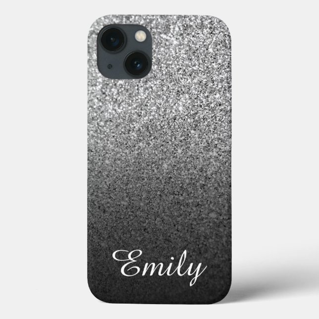 Prateado Glitter Feminino Preto Ombre Personalizad (Verso)