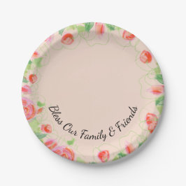 Prato de casamento em papel Abençoa Nossa Família