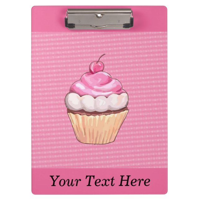 Prato de Cupcake Rosa Adorável com Prancheta de Ce (Frente)