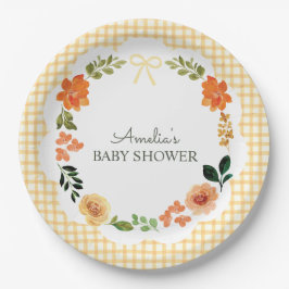 Prato De Papel 010 Amber Floral Gingham Baby Shower