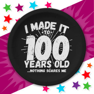 Prato De Papel 100 anos de idade Sarcástico Meme Engraçado 100º a