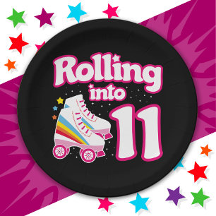Prato De Papel 11 Birthday Roller Skating 11 Anos Antiga Skate