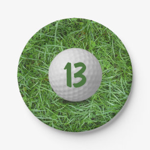 Prato De Papel 13 Birthday Golf Ball on Grass Paper Plate