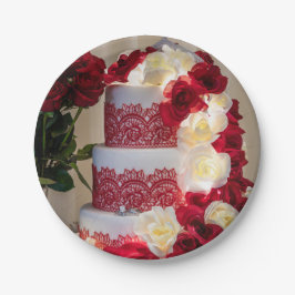 Prato De Papel 1458-Bolo, Buquê, Anéis e Véu