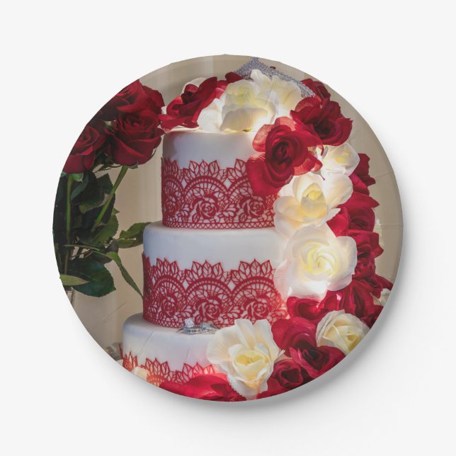 Prato De Papel 1458-Bolo, Buquê, Anéis e Véu (Frente)