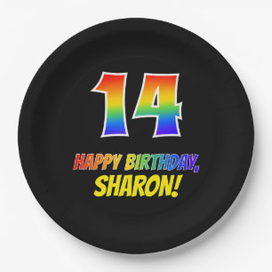 Prato De Papel 14 Aniversário: Negrito, Divertido, Simples, Arco-