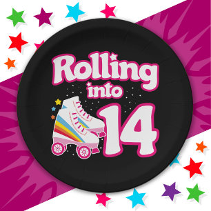 Prato De Papel 14 Birthday Roller Skating 14 Anos Antiga Skate