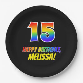 Prato De Papel 15 Aniversário: Negrito, Divertido, Simples, Arco-