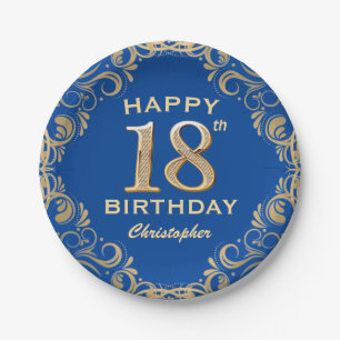 Prato De Papel 18ª imagem azul e brilhante Dourada