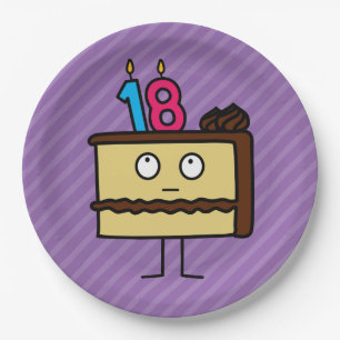 Prato De Papel 18º Bolo de Aniversário com Velas