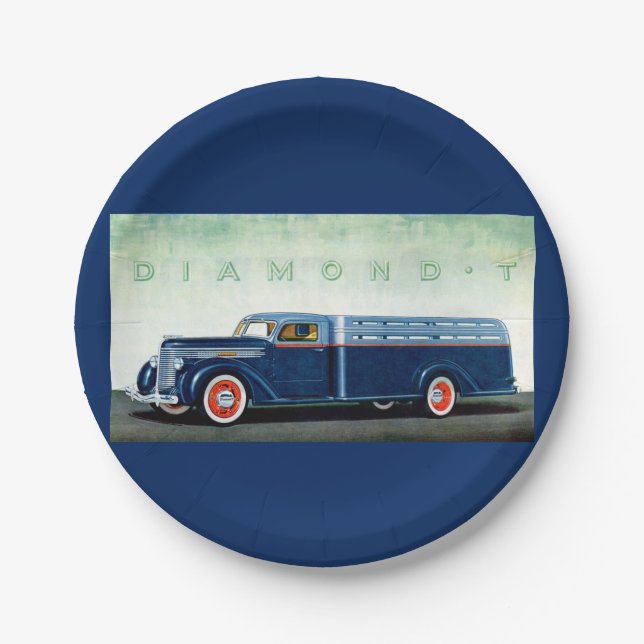 Prato De Papel 1937 caminhão azul Diamond T (Frente)