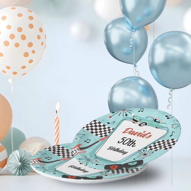 Prato De Papel 1950's Retro Party  (Retro 1950s paper plates)