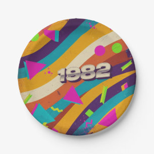 Prato De Papel 1982 - Retro Vintage 80s Neon Geométrico -