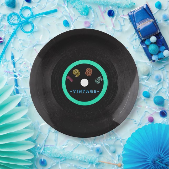 Prato De Papel 1985 Retro-Stripe Neon Vinil Record (Festa)