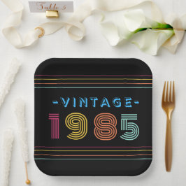 Prato De Papel 1985 Vintage Retro Stripe Neon Bright