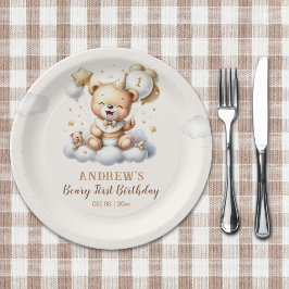 Prato De Papel 1st Birthday Teddy Bear Birthday Boy