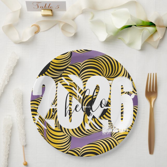 Prato De Papel 2026 New Years Trippy Bold Font (Casamento)