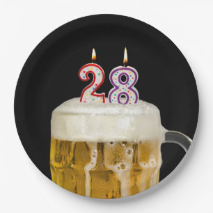 Prato De Papel 28ª Cerveja de Aniversário em Placa de Papel Pre