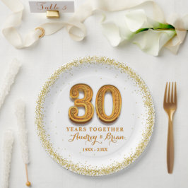 Prato De Papel 30º Aniversário Personalizado