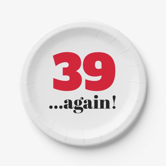 Prato De Papel 39 comemoração de aniversário (Frente)