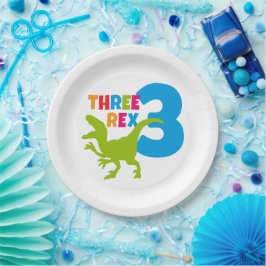 Prato De Papel 3 Tema Rex Dinossauro Terceira Foto De Aniversário