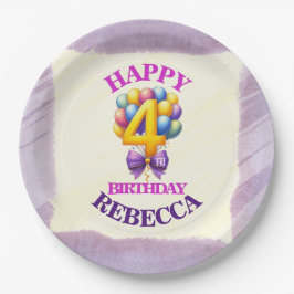 Prato De Papel 4º Tema do Balão de Aniversário