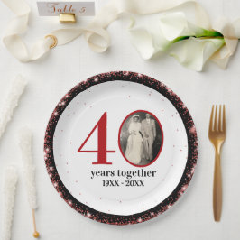 Prato De Papel 40º aniversário de casamento de rubi (ou QUALQUER