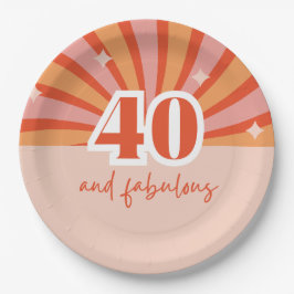 Prato De Papel "40 e fabuloso", pêssego brilhante retrô