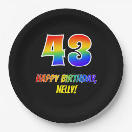 Prato De Papel 43º aniversário: Negrito, Divertido, Simples, Arco