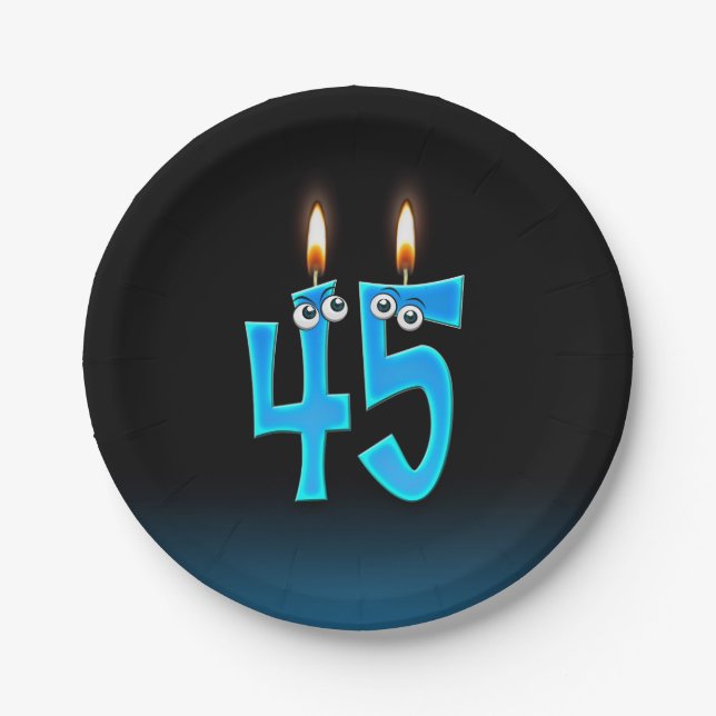 Prato De Papel 45º Aniversário com números de velas iluminadas (Frente)