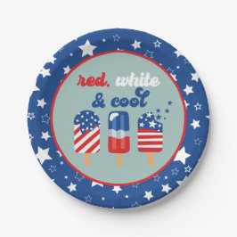Prato De Papel 4 de julho Azul Branco Vermelho Aniversário