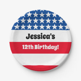 Prato De Papel 4 de julho bandeira dos EUA bandeira vermelha bran