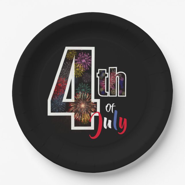 Prato De Papel 4 de julho de fogos de artifício (Frente)